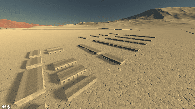 Planet surface with structures on the ground