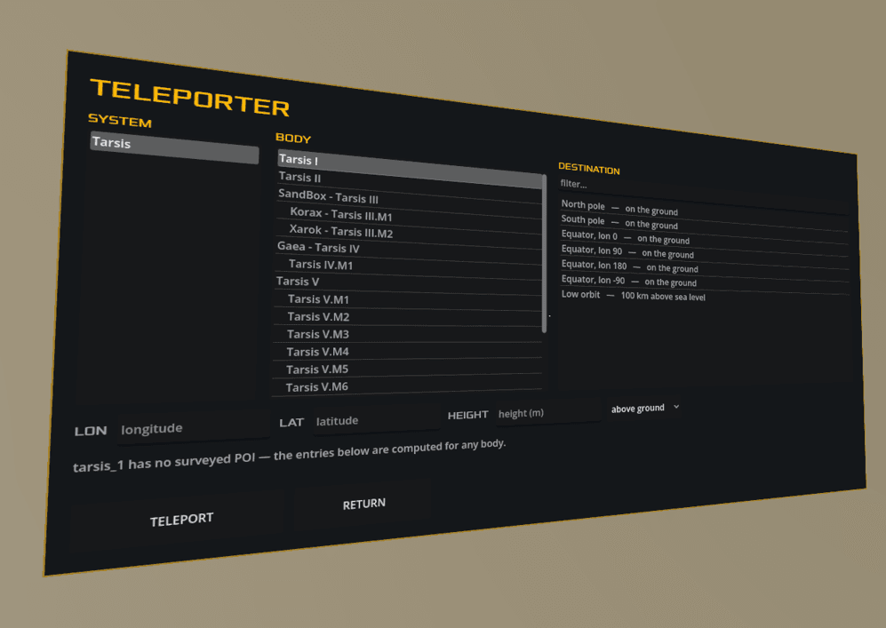3D teleporter interface